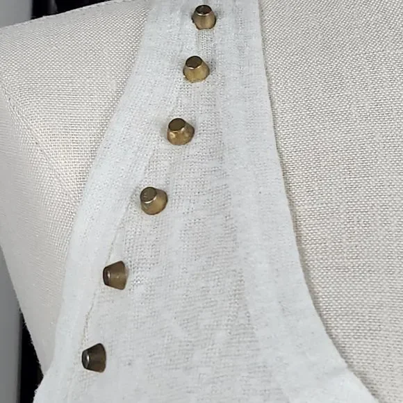 Pool Brand Womens Semi Sheer Ivory Tank Top with Brass Style Stud Accents Size M - Picture 3 of 5